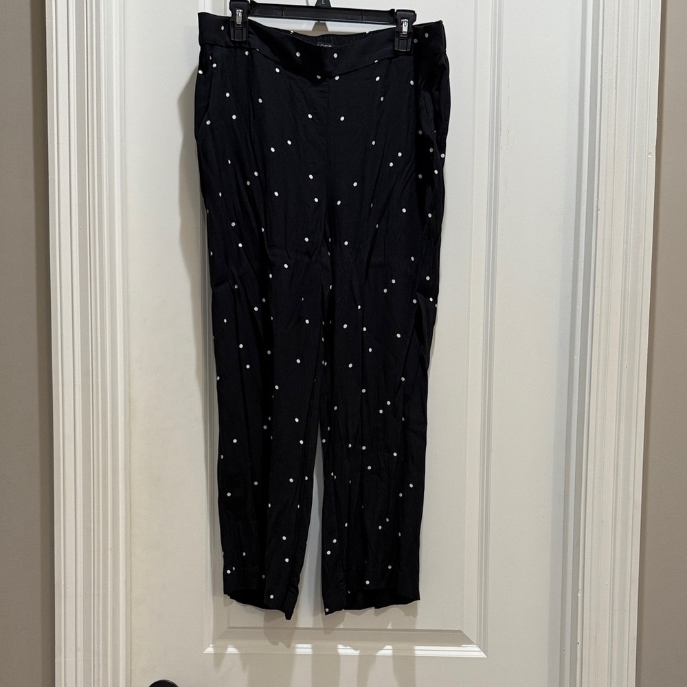 LOFT Black and White Polka Dot Cropped Pants